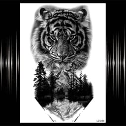 Watercolor Lion Tiger Temporary Tattoo For Women Men Atult Kid Realistic Fake Animal Tattoo Sticker Water Transfer Tatoos Thigh