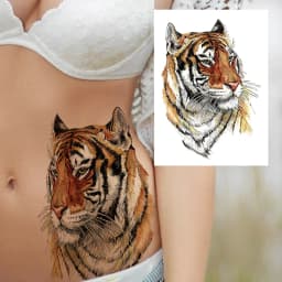 Watercolor Lion Tiger Temporary Tattoo For Women Men Atult Kid Realistic Fake Animal Tattoo Sticker Water Transfer Tatoos Thigh