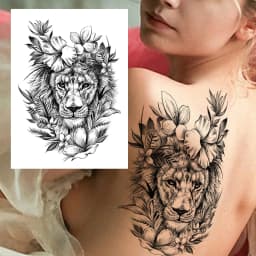 Watercolor Lion Tiger Temporary Tattoo For Women Men Atult Kid Realistic Fake Animal Tattoo Sticker Water Transfer Tatoos Thigh