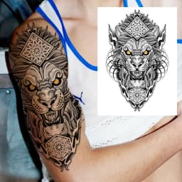 Watercolor Lion Tiger Temporary Tattoo For Women Men Atult Kid Realistic Fake Animal Tattoo Sticker Water Transfer Tatoos Thigh
