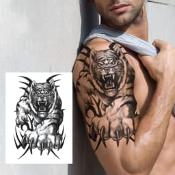 Watercolor Lion Tiger Temporary Tattoo For Women Men Atult Kid Realistic Fake Animal Tattoo Sticker Water Transfer Tatoos Thigh
