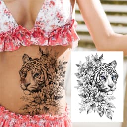 Watercolor Lion Tiger Temporary Tattoo For Women Men Atult Kid Realistic Fake Animal Tattoo Sticker Water Transfer Tatoos Thigh