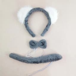 Adult Kids Party Koala Bear Ear Headband Bow Tie Tail Set Gifts Animal Hair Bands Plush Birthday Halloween Costume Cosplay