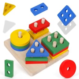 Montessori Toy Wooden Building Blocks Early Learning Educational Toys Color Shape Match Kids Puzzle Toys For Children Boys Girls
