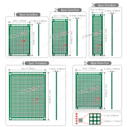 34 Pcs Double Sided PCB Board Tinned ( 2X8 3X7 4X6 5X7 7x9 cm ) Prototype Kit FR4 Printed Universal Circuit Perfboard for DIY
