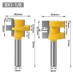 2pc Mini Tongue & Groove Router Bit Set - 1/4' 6mm 8mm Shank Line Knife Woodworking Cutter Tenon Cutter for Woodworking Tools