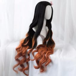 Kamado Nezuko Wig Nezuko Cosplay 95cm Gradient Long Hair Accessories Heat Resistant Synthetic Wig