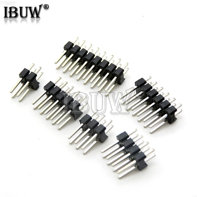 2.54mm Double Row Male 2~40P Breakaway PCB Board Pin Header Connector Strip Pinheader 2 * 2/3/4/6/8/10/12/15/20/40P For Arduino