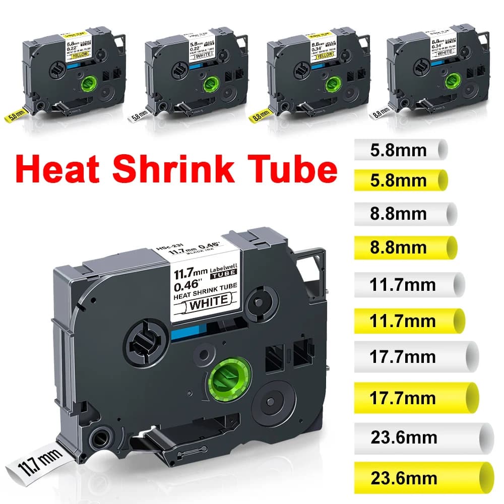 Labelwell 6/9/12mm Heat Shrink Tubes for Brother Hse-231 Hse-221 Hse-211 Hse 231 221 Compatible for Brother P Touch Label Maker