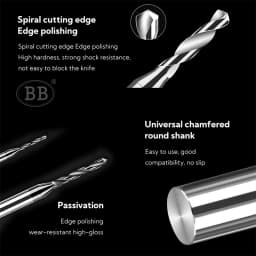 BB Micro Solid Carbide Drill Bit Precision Mini CNC Hole Making 0.15mm to 2.9mm Shank Diameter 3mm 1pcs Metal Steel Plastic