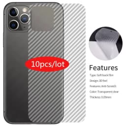 10PCS Carbon Fiber Back Film For IPhone 17 16 14 13 12 11 Pro Max 7 8 15 Plus Transparent Protective Film For iphone XS MAX