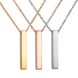 Atoztide Personalized Four Sides Engraving Square Pendant Necklaces Stainless Steel Engraved Name Date For Women Jewelry Gift