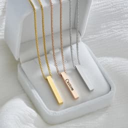 Atoztide Personalized Four Sides Engraving Square Pendant Necklaces Stainless Steel Engraved Name Date For Women Jewelry Gift