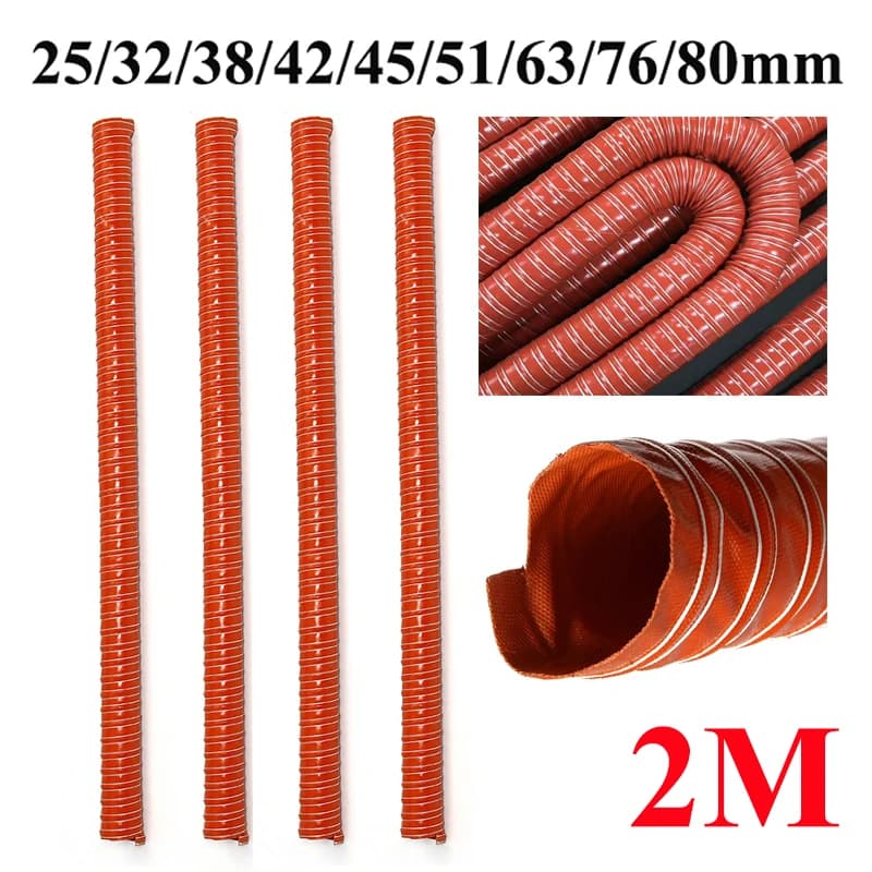 2M 25/32/38/42/45/51/63/76/80mm Car Hood Air Intake Pipe Car Hood Air Intake Pipe 1m Air Ducting Hose Tube Flexible Filter Pipe