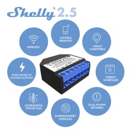 Shelly 2.5 Smart Home Double Relay WiFi Switch Roller Shutter Open Source Wireless For Garage Door Curtain Dual Power Metering