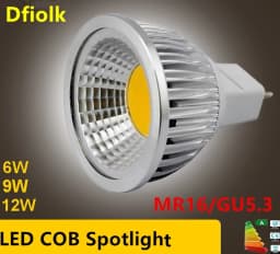 1X High Power Lampada Led MR16 Cob 6 W 9 W 12 W Led Cob Spotlight Cool White MR16 GU 5.3 GU10 12V/110V/ 220V Lamp