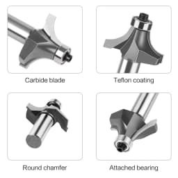 1/4&6mm Shank Corner Round Over Router Bit with Bearing Milling Cutter for Wood Woodwork Tungsten Carbide
