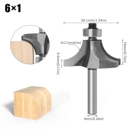 1/4&6mm Shank Corner Round Over Router Bit with Bearing Milling Cutter for Wood Woodwork Tungsten Carbide