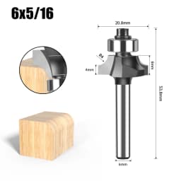 1/4&6mm Shank Corner Round Over Router Bit with Bearing Milling Cutter for Wood Woodwork Tungsten Carbide