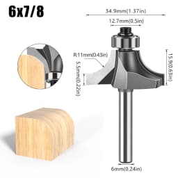 1/4&6mm Shank Corner Round Over Router Bit with Bearing Milling Cutter for Wood Woodwork Tungsten Carbide