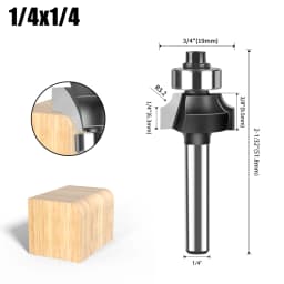 1/4&6mm Shank Corner Round Over Router Bit with Bearing Milling Cutter for Wood Woodwork Tungsten Carbide
