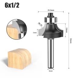 1/4&6mm Shank Corner Round Over Router Bit with Bearing Milling Cutter for Wood Woodwork Tungsten Carbide