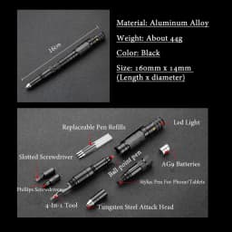 10-In-1 Self Defense Tactical Pen Emergency Flashlight Screwdriver Bottle Opener Window Breaker Outdoor Survival EDC Tool Gift