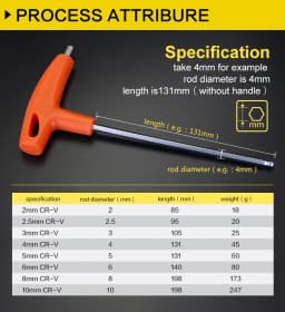 2/2.5/3/4/5/6/8/10mm Flat/Ball Head Hex Key Allen Wrench Hand Tool Universal Quick Snap Adapter Chrome Vanadium Steel Hexagona