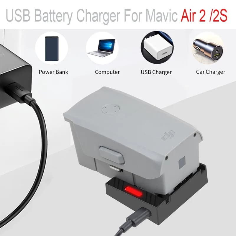 USB Battery Charger For Mavic Air 2 /2S Drone Fast Charger Battery USB Charging With TYPE C Cable Accessories
