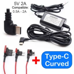 5V 2A Dash Cam Car Camcorder Vehicle DVR Hardwire Kit Cord Cable Power Cable With Mini Micro Type-C USB 3.1Meters Auto Charging