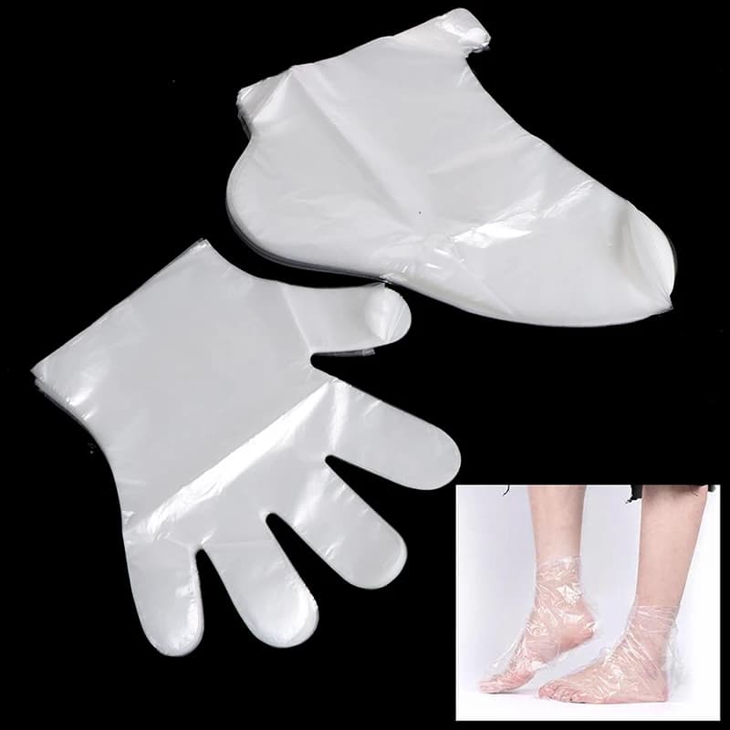200PCS Paraffin Wax Bath Liners Plastic Hand And Foot Bags Spa Foot Hands Care Bags Plastic Socks Gloves