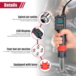 JCD 750W Micro Hot Air Gun 8208 Portable LCD Display Rework Station Heat Gun Hair Dryer Temperature Adjustable BGA Welding Tools