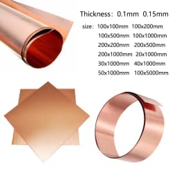 99.9% Copper Plate Metal Art Material DIY Handmade Pure Copper Metal Sheet Foil Thickness 0.1/0.15mm
