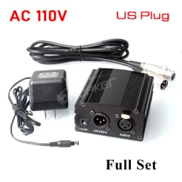 Woopker 48V Phantom Power Supply with XLR Cable for Condenser Microphone BM 800 858 Audio Recording Karaoke Sound Equipment
