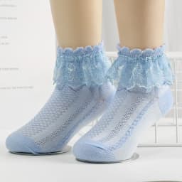 Mesh Socks Breathable Cotton Lace with Ruffle Princess Children Ankle Short Sock White Pink Yellow for Baby Girls Kids Toddler