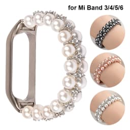 Girl Bracelet for Xiaomi Mi Band 10 8 6 7 5 Bands Wristband Elastic Strap for Mi Band 5 Jewelry Pearl Dressy Band Bling