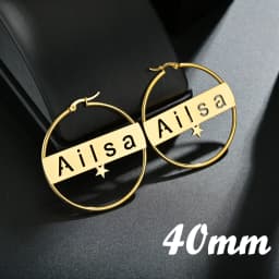 Atoztide Personalized Name Stainless Steel Letter Earrings For Women 3 Color Custom Name Cricle Earrings Weddings Party Jewelry