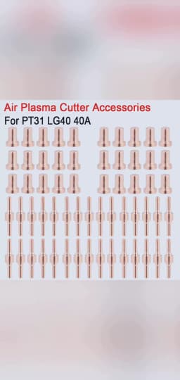 20/40/60pcs Consumables Red Copper Extended Long Tip Electrodes and Long Nozzles For PT31 LG40 40A Air Plasma Cutter