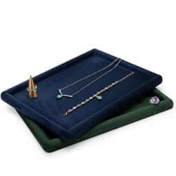 Jewelry Tray Show Stand Shop Organizer For Necklace Bracelet Long Chain Velvet Solid Color Jewelry Display Tray