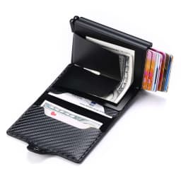 Rfid Men Card Wallets Free Name Engraving Carbon Fiber Slim Mini Wallet 14 Card Holders Small Money Bag Male Card Clips