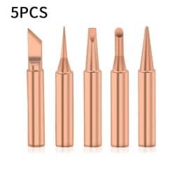 5Pcs Pure Copper Soldering Iron Tips Set I+B+K+2.4D+3C Electric Hot Bare Copper Head 900M for DIY Craft And Electronic Repair