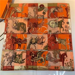 Luxury Brand Twill Silk Large Scarf Women Handmade curling horse rider animal female twill square shawl FashionBelt SquareScarve