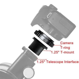 1.25" T-mount Metal Telescope Adapter and Canon EOS Nikon Sony SLR/DSLR Cameras T-ring Astronomical Telescope Photography