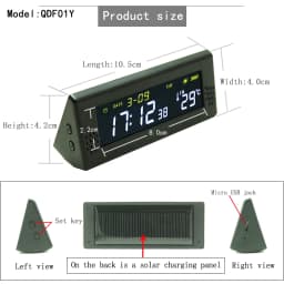 Solar Windshield Car Digital Clock Driving Time Reminder Smart Switch No Wiring High Precision LCD Digital Watch Car Accessorie