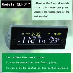 Solar Windshield Car Digital Clock Driving Time Reminder Smart Switch No Wiring High Precision LCD Digital Watch Car Accessorie