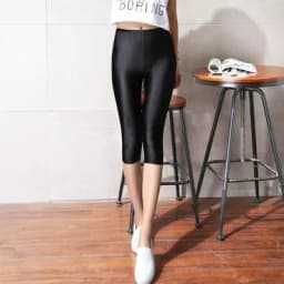 women summer knee length capris lady slim fitted skinny lace short legging big size Mujer Shiny trouser