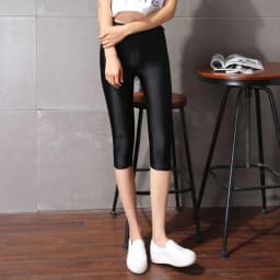 women summer knee length capris lady slim fitted skinny lace short legging big size Mujer Shiny trouser