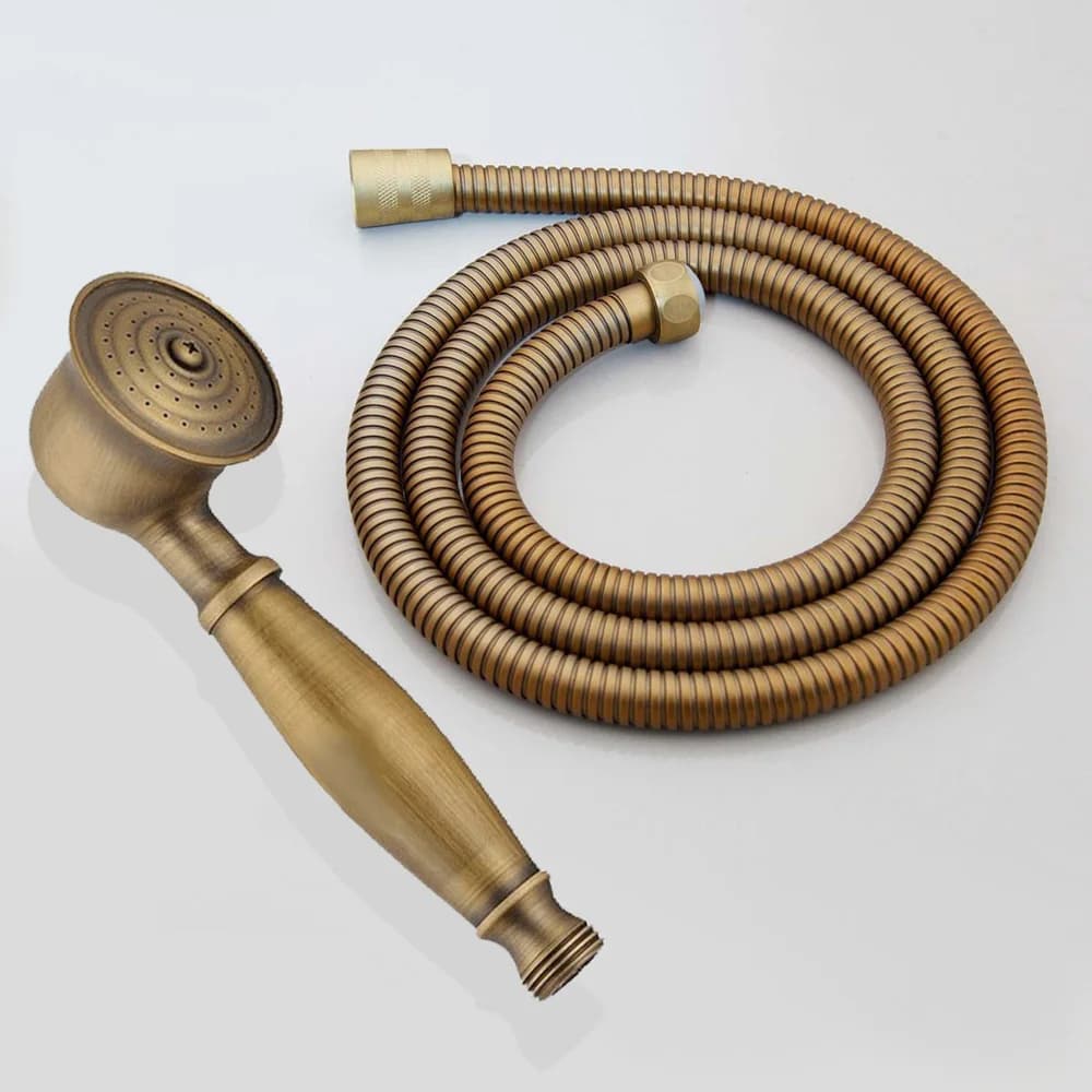Antique Brass Shower Head Bathroom Hand Shower Head 1.5m Shower Hose