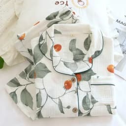 New Large Size Pajamas Women Cotton Crepe Home Service Cotton Long Sleeve Trousers Suit Simple And Comfortable Summer And Autumn