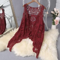 Hippie Froral Patch Design Vest Retro Vintage Crochet Summer Beach Cover Up Top Asymmetric Open Stitch Kimono Cardigain 2023